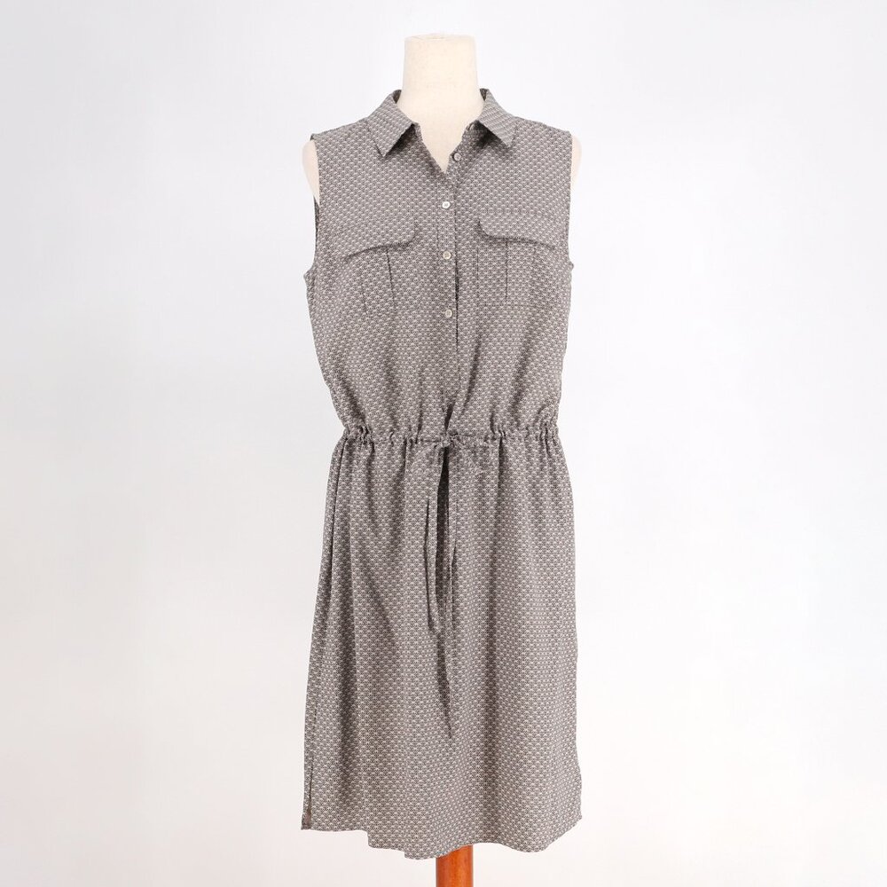 PURE COLLECTION Silk Shirt Dress Neutral Black Geometric Print Size US 8/10